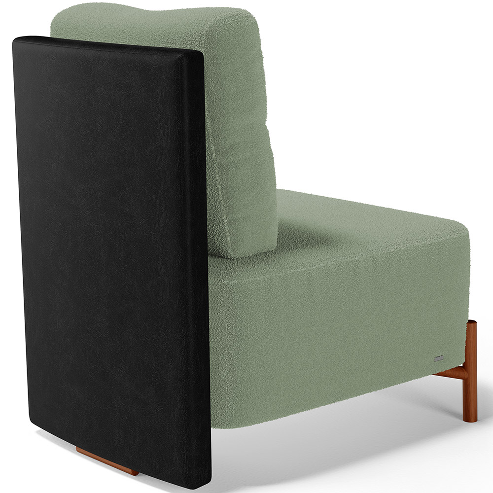 Poltrona Decorativa Sala Estar Living Pés Madeira Hungria L02 Couríssimo Preto Bouclê Oliva - Lyam