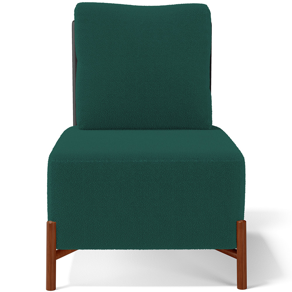Poltrona Decorativa Sala Estar Living Pés Madeira Hungria L02 Couríssimo Preto Bouclê Verde - Lyam