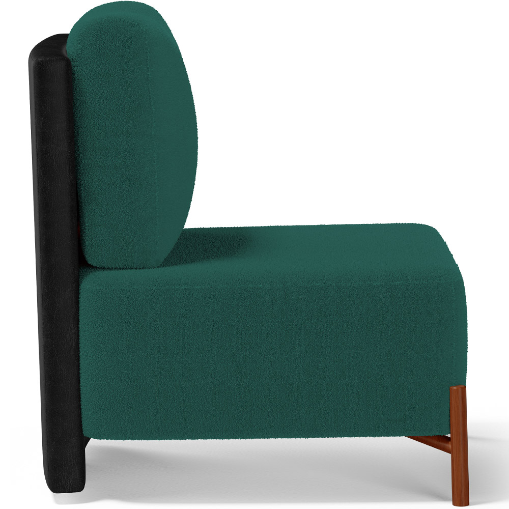 Poltrona Decorativa Sala Estar Living Pés Madeira Hungria L02 Couríssimo Preto Bouclê Verde - Lyam