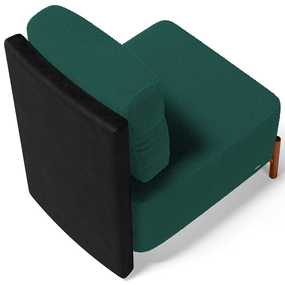 Poltrona Decorativa Sala Estar Living Pés Madeira Hungria L02 Couríssimo Preto Bouclê Verde - Lyam