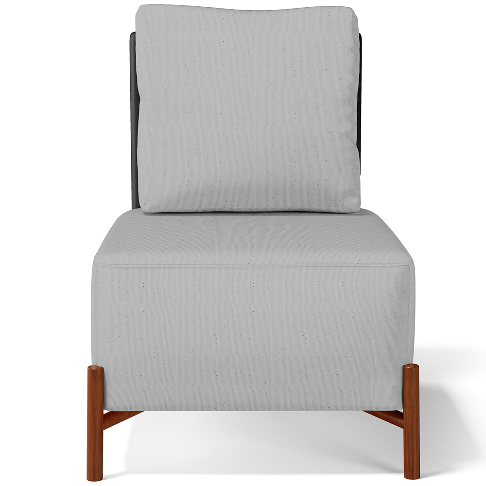 Poltrona Decorativa Sala Estar Living Pés Madeira Hungria L02 Couríssimo Preto Linho Cinza - Lyam