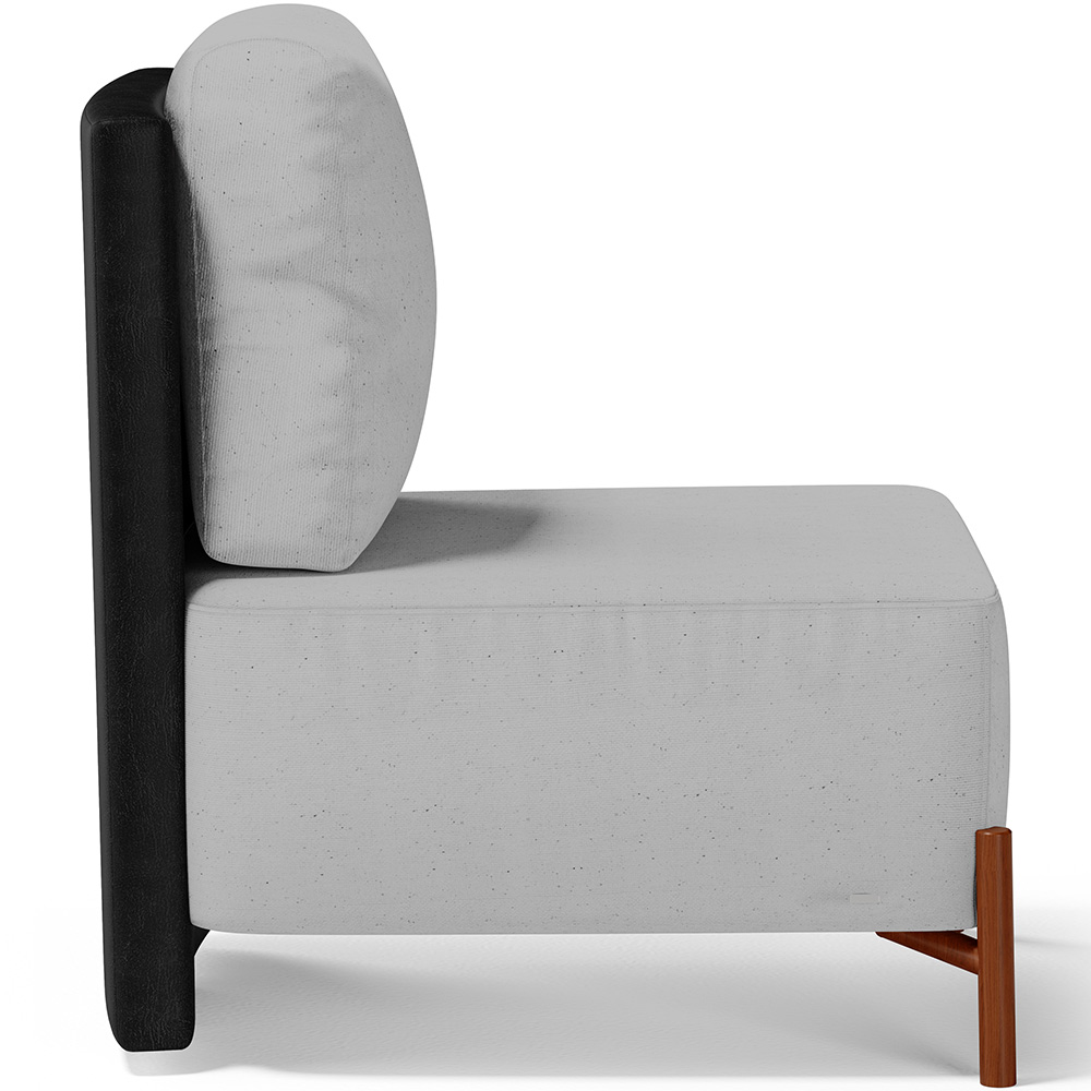 Poltrona Decorativa Sala Estar Living Pés Madeira Hungria L02 Couríssimo Preto Linho Cinza - Lyam