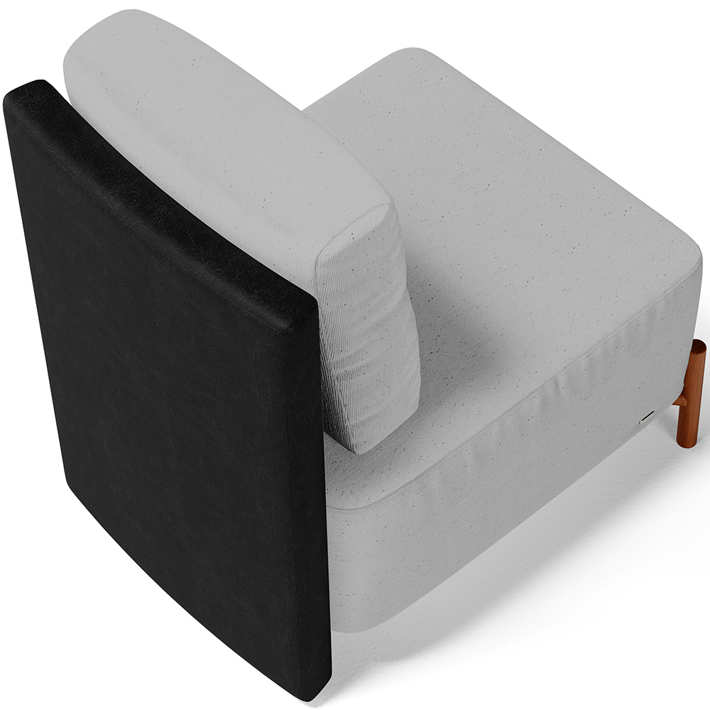 Poltrona Decorativa Sala Estar Living Pés Madeira Hungria L02 Couríssimo Preto Linho Cinza - Lyam