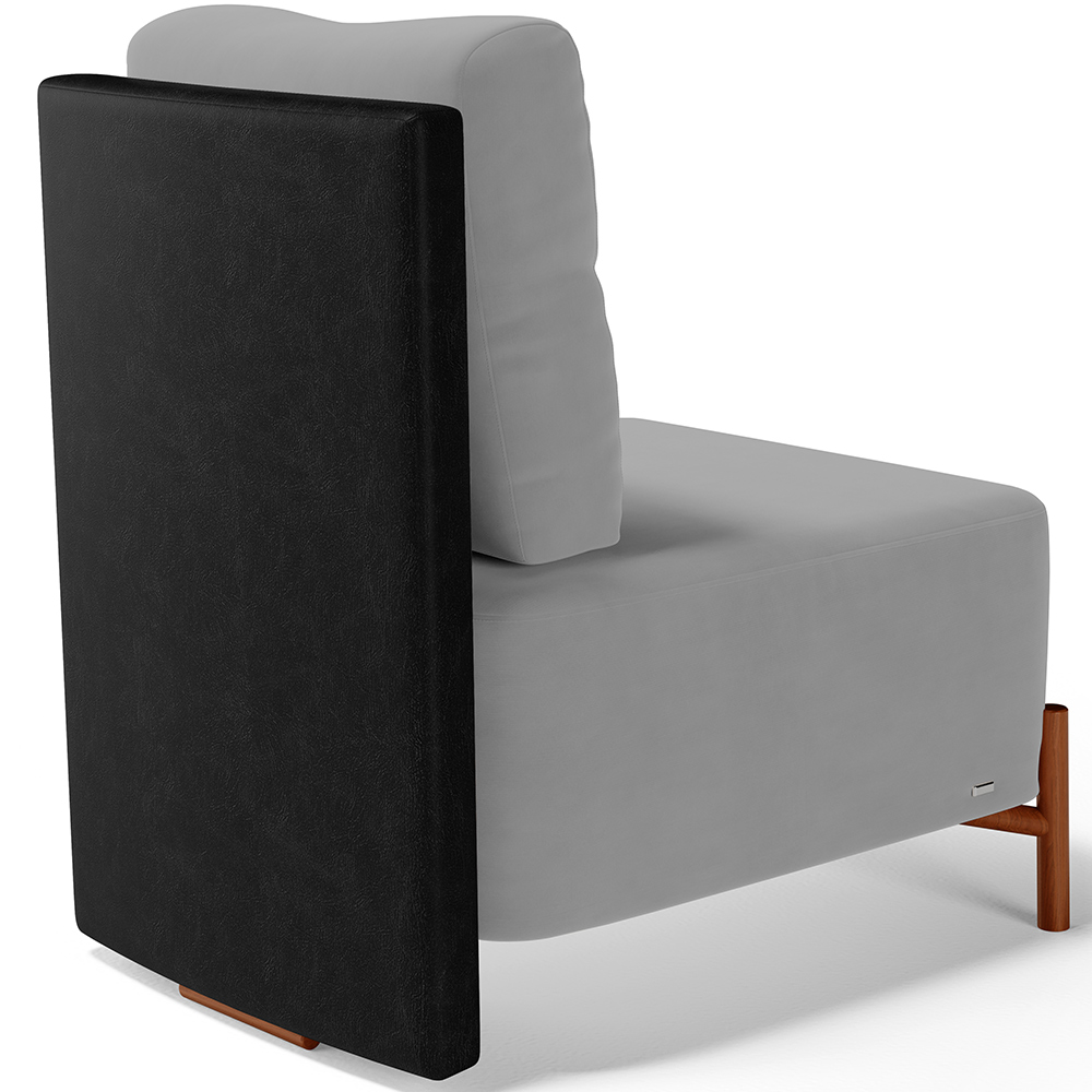 Poltrona Decorativa Sala Estar Living Pés Madeira Hungria L02 Couríssimo Preto Suede Cinza - Lyam