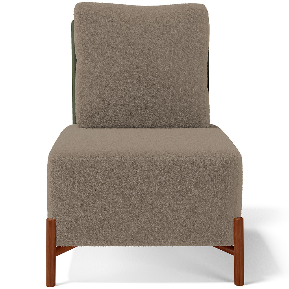 Poltrona Decorativa Sala Estar Living Pés Madeira Hungria L02 Couríssimo Verde Bouclê Bege - Lyam