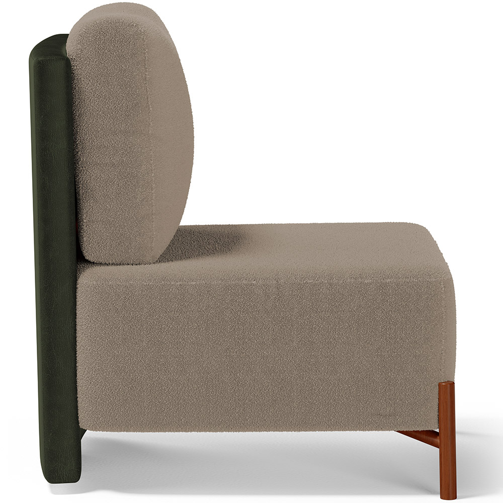 Poltrona Decorativa Sala Estar Living Pés Madeira Hungria L02 Couríssimo Verde Bouclê Bege - Lyam