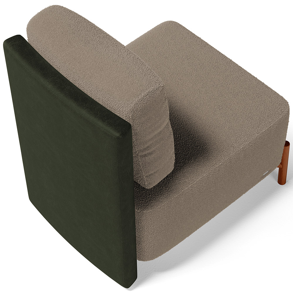 Poltrona Decorativa Sala Estar Living Pés Madeira Hungria L02 Couríssimo Verde Bouclê Bege - Lyam