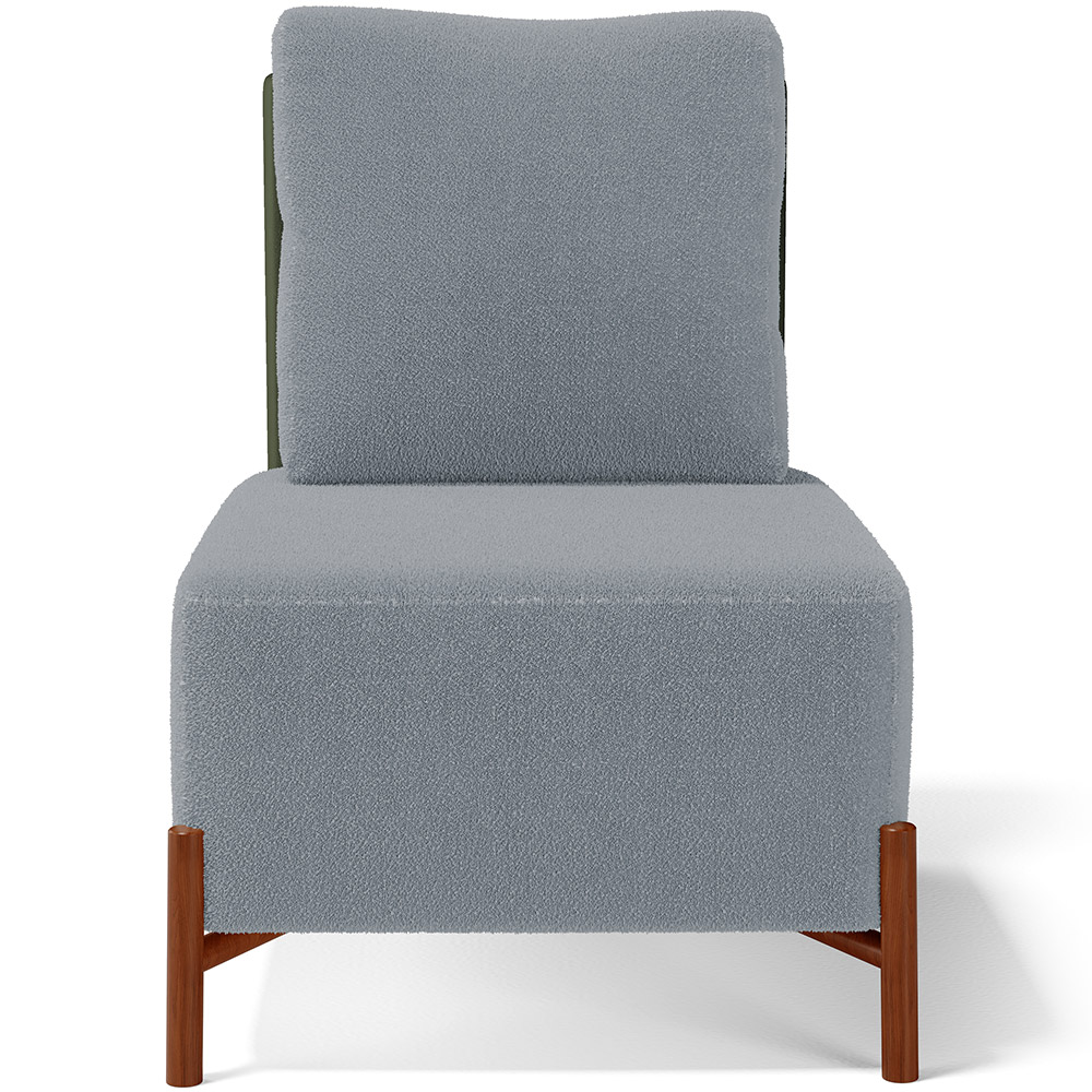 Poltrona Decorativa Sala Estar Living Pés Madeira Hungria L02 Couríssimo Verde Bouclê Cinza - Lyam