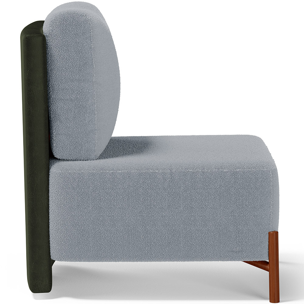 Poltrona Decorativa Sala Estar Living Pés Madeira Hungria L02 Couríssimo Verde Bouclê Cinza - Lyam