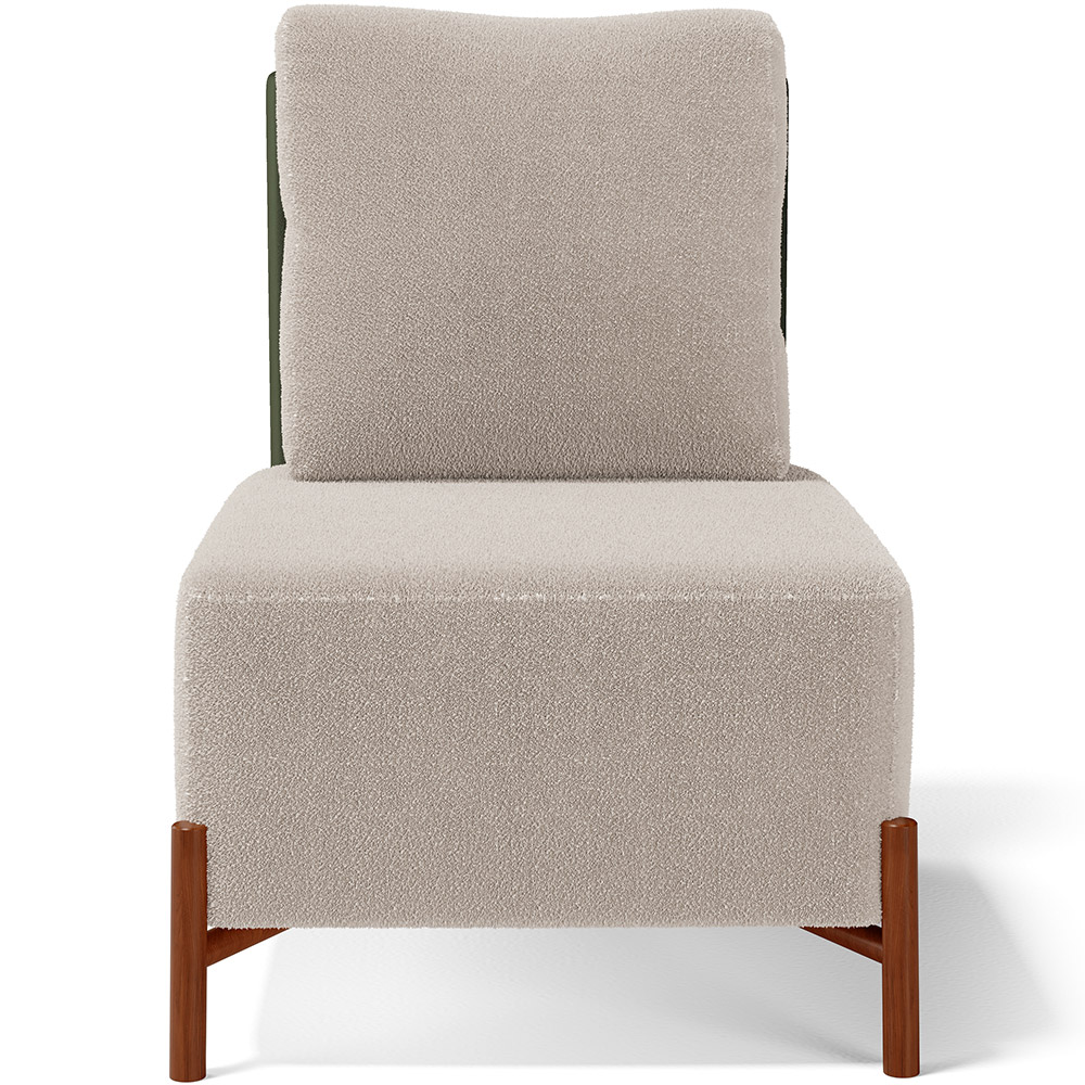 Poltrona Decorativa Sala Estar Living Pés Madeira Hungria L02 Couríssimo Verde Bouclê Creme - Lyam