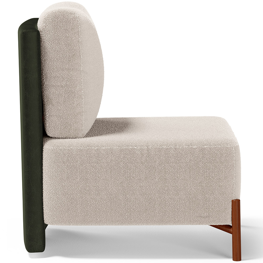Poltrona Decorativa Sala Estar Living Pés Madeira Hungria L02 Couríssimo Verde Bouclê Creme - Lyam