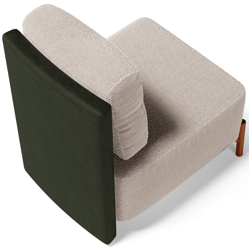 Poltrona Decorativa Sala Estar Living Pés Madeira Hungria L02 Couríssimo Verde Bouclê Creme - Lyam