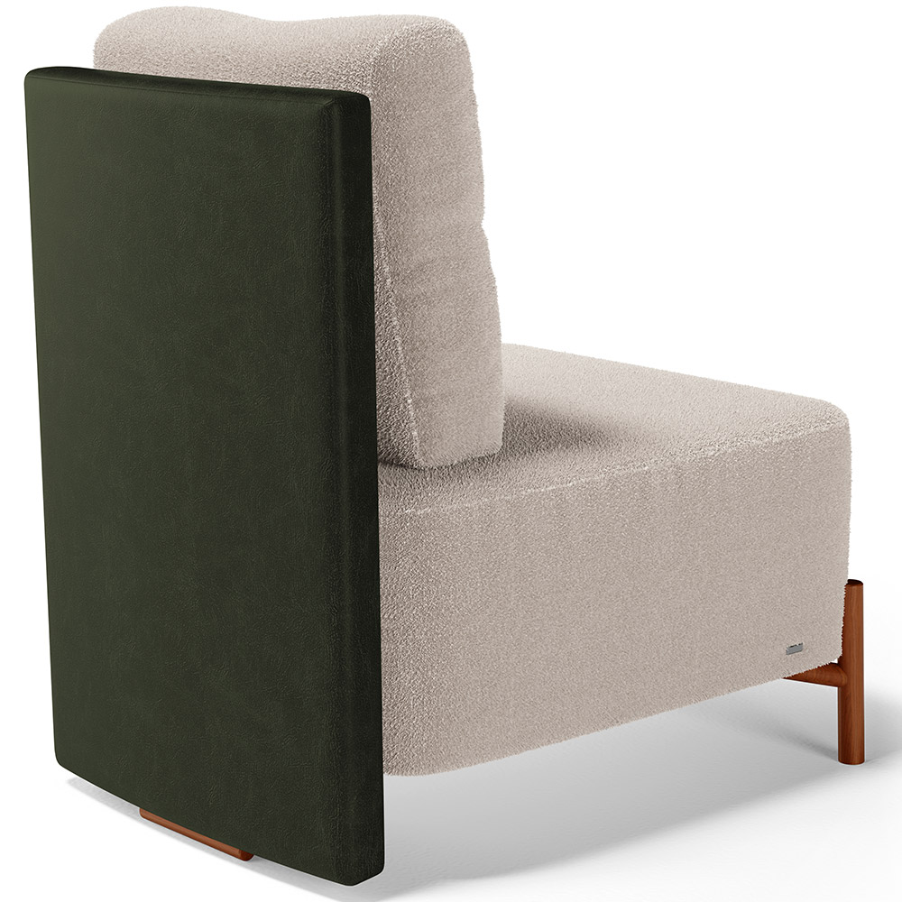 Poltrona Decorativa Sala Estar Living Pés Madeira Hungria L02 Couríssimo Verde Bouclê Creme - Lyam