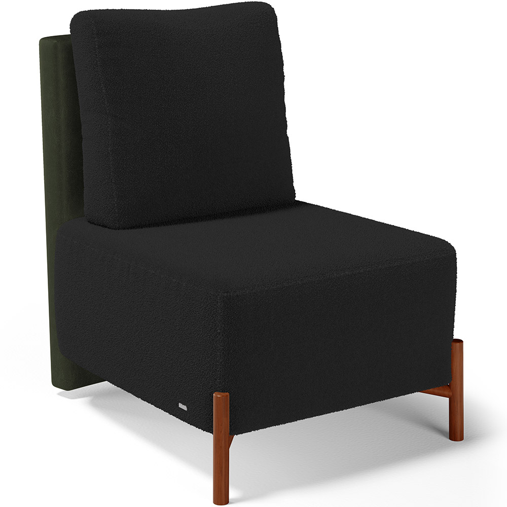 Poltrona Decorativa Sala Estar Living Pés Madeira Hungria L02 Couríssimo Verde Bouclê Preto - Lyam
