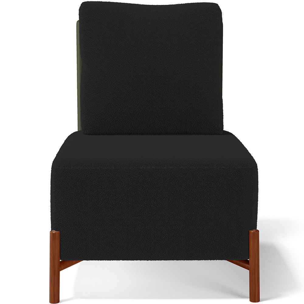 Poltrona Decorativa Sala Estar Living Pés Madeira Hungria L02 Couríssimo Verde Bouclê Preto - Lyam