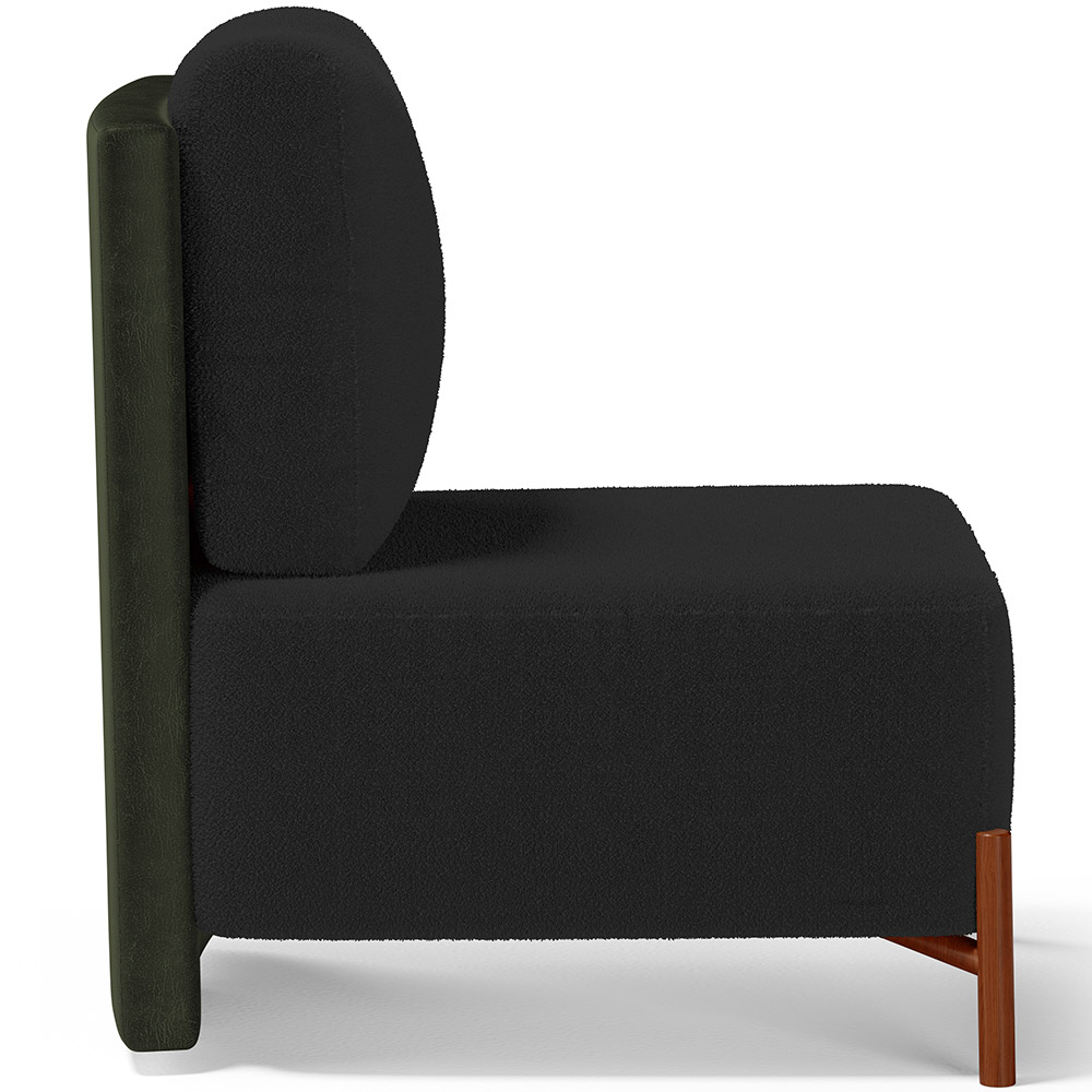 Poltrona Decorativa Sala Estar Living Pés Madeira Hungria L02 Couríssimo Verde Bouclê Preto - Lyam