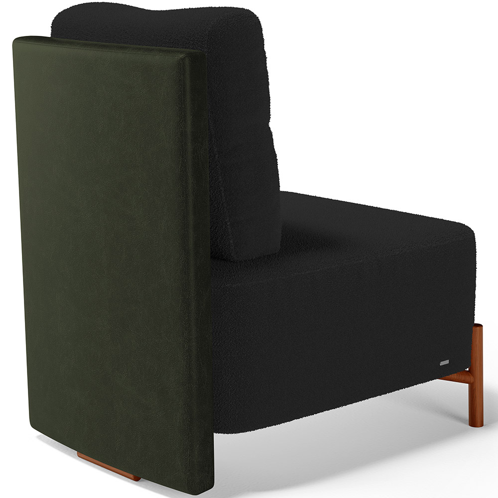 Poltrona Decorativa Sala Estar Living Pés Madeira Hungria L02 Couríssimo Verde Bouclê Preto - Lyam