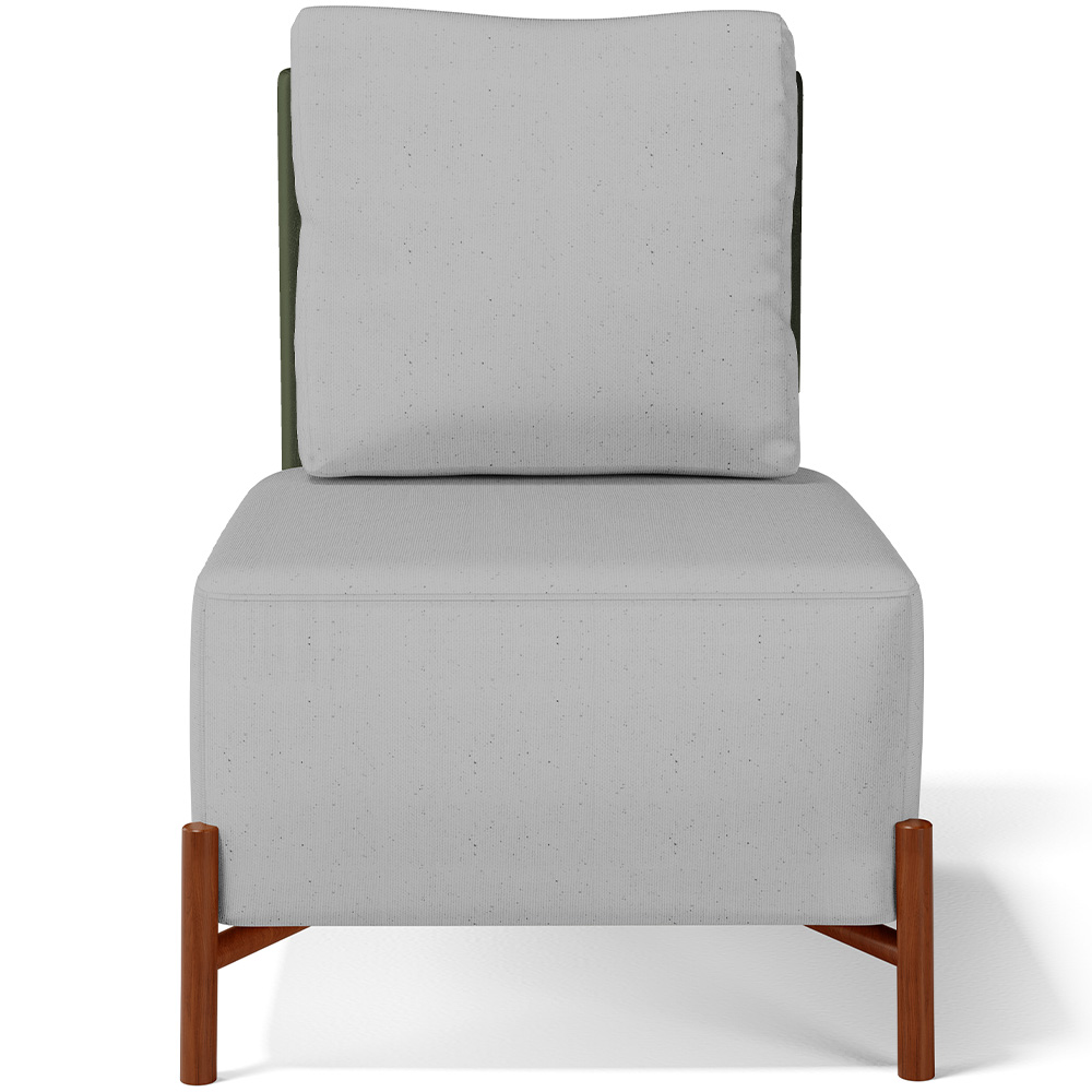 Poltrona Decorativa Sala Estar Living Pés Madeira Hungria L02 Couríssimo Verde Linho Cinza - Lyam