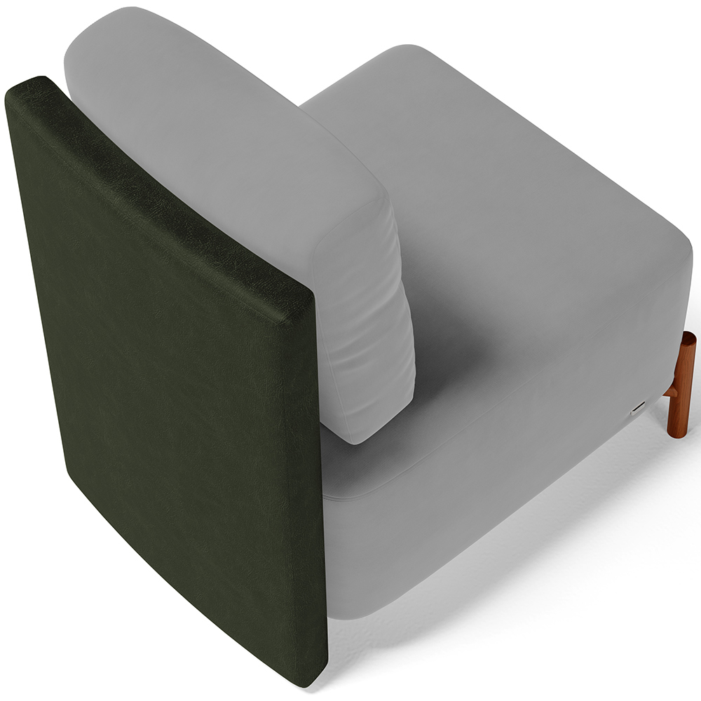 Poltrona Decorativa Sala Estar Living Pés Madeira Hungria L02 Couríssimo Verde Suede Cinza - Lyam