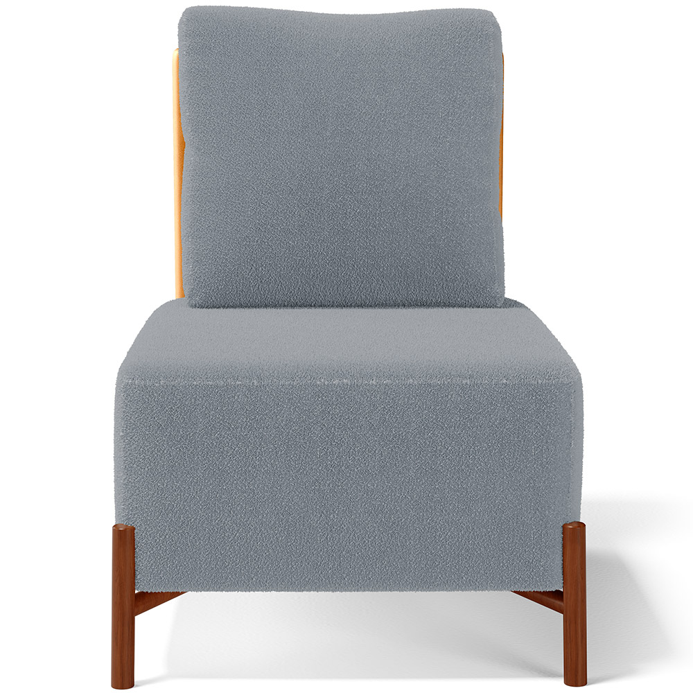 Poltrona Decorativa Sala Estar Living Pés Madeira Hungria L02 Couríssimo Whisky Bouclê Cinza - Lyam