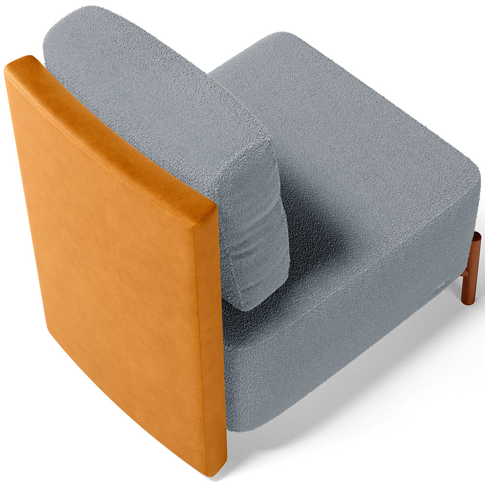 Poltrona Decorativa Sala Estar Living Pés Madeira Hungria L02 Couríssimo Whisky Bouclê Cinza - Lyam