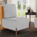 Poltrona Decorativa Sala Estar Living Pés Madeira Hungria L02 Couríssimo Whisky Linho Cinza - Lyam