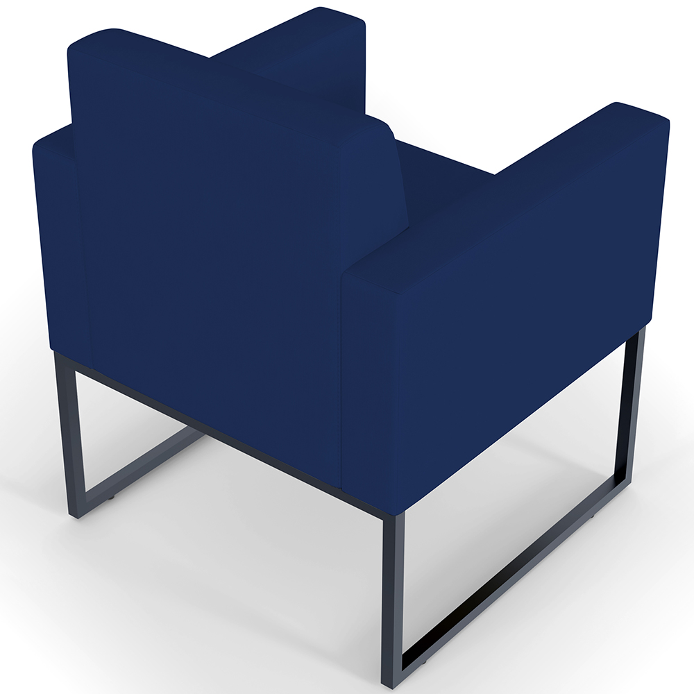 Poltrona Decorativa Sala Estar Recepção Base Fixa De Metal Helô L02 Suede Azul Marinho - Lyam Decor