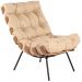 Poltrona Decorativa Sala de Estar Costela L04 Couro Bege - Lyam Decor