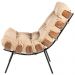 Poltrona Decorativa Sala de Estar Costela L04 Couro Bege - Lyam Decor