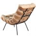 Poltrona Decorativa Sala de Estar Costela L04 Couro Bege - Lyam Decor