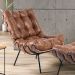 Poltrona Decorativa Sala de Estar Costela L04 Couro Mel - Lyam Decor