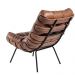 Poltrona Decorativa Sala de Estar Costela L04 Couro Mel - Lyam Decor