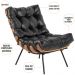 Poltrona Decorativa Sala de Estar Costela L04 Couro Preto - Lyam Decor