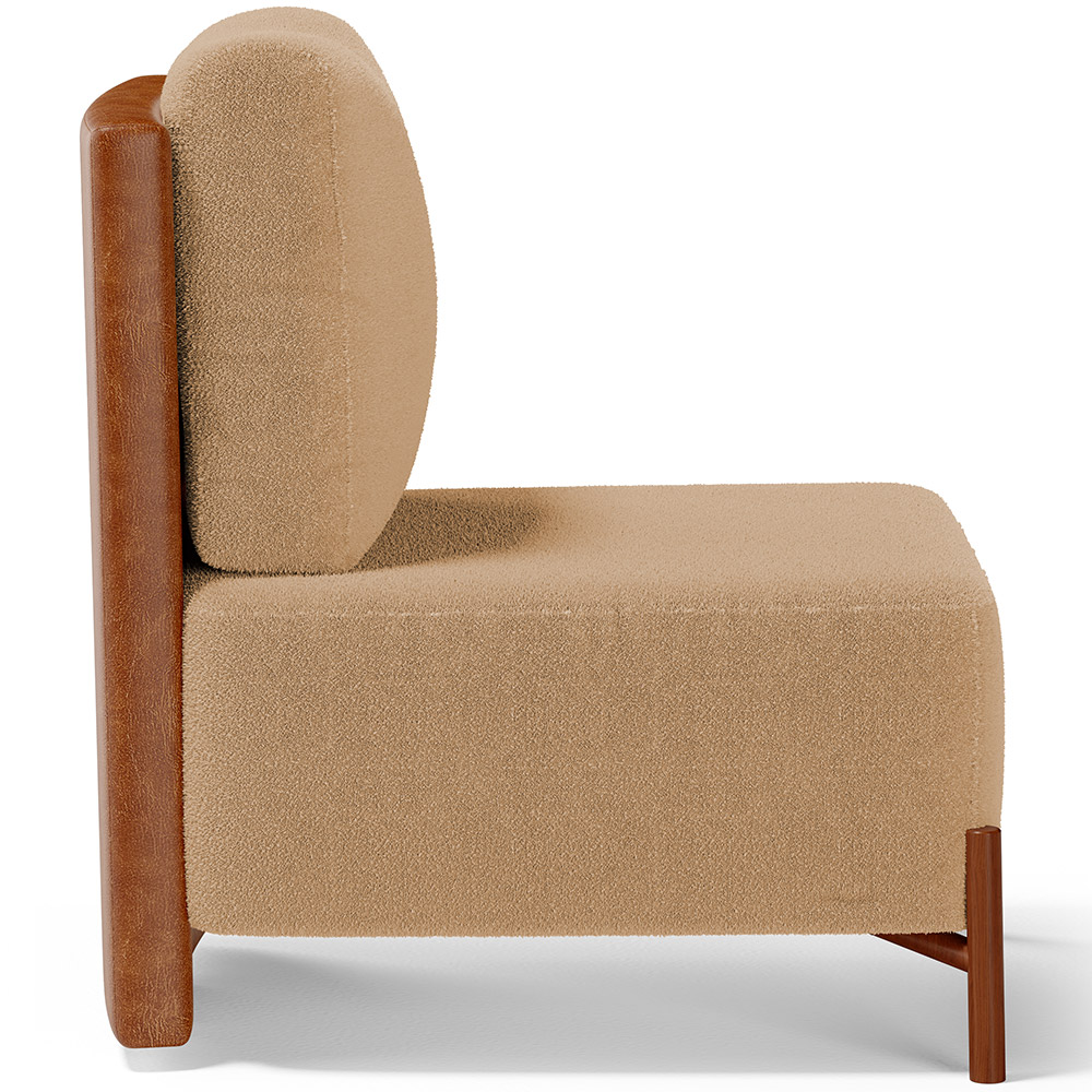 Poltrona Decorativa Sala de Estar Living Hungria L02 Couríssimo Camel Bouclê Mostarda - Lyam