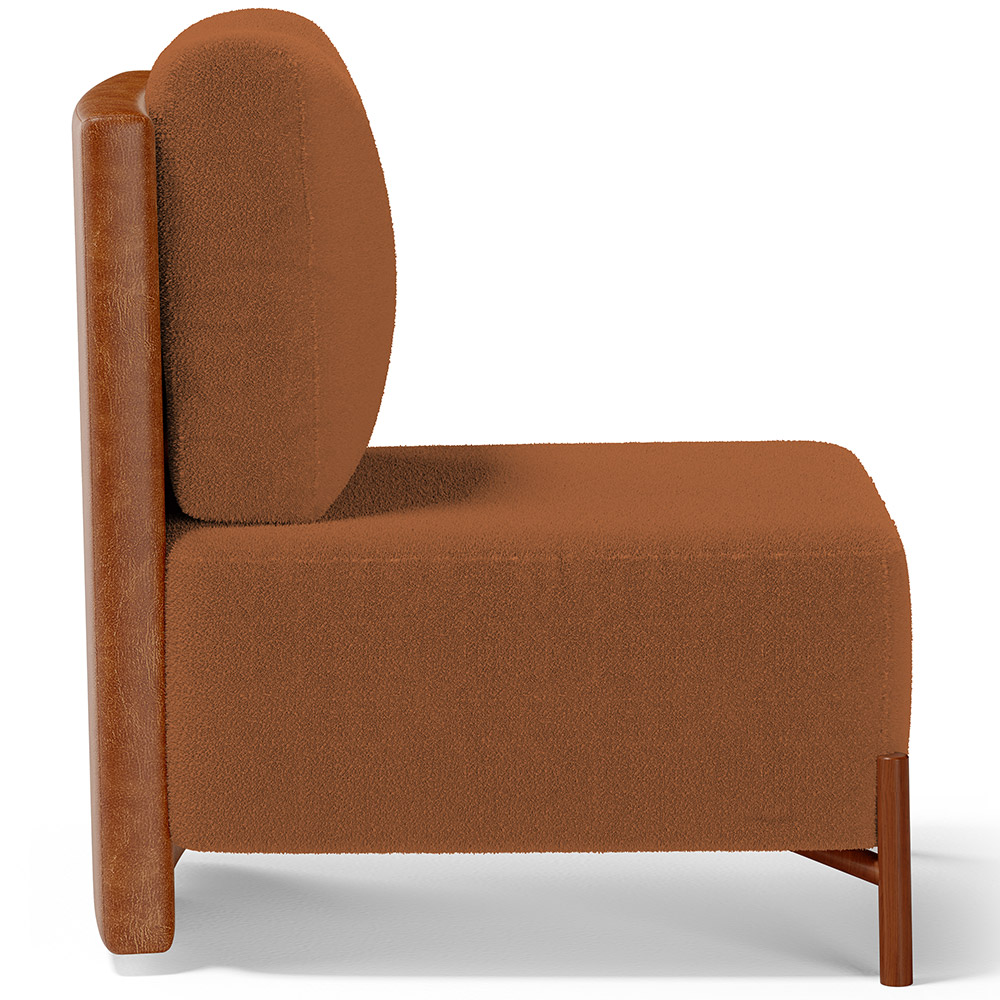 Poltrona Decorativa Sala de Estar Living Hungria L02 Couríssimo Camel Bouclê Terracota - Lyam