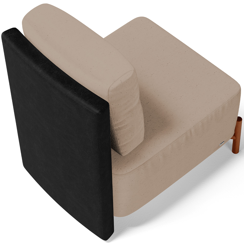 Poltrona Decorativa Sala de Estar Living Hungria L02 Couríssimo Preto Linho Bege Escuro - Lyam