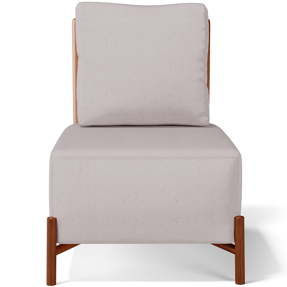 Poltrona Decorativa Sala de Estar Living Pés Madeira Hungria L02 Couríssimo Camel Linho Bege - Lyam