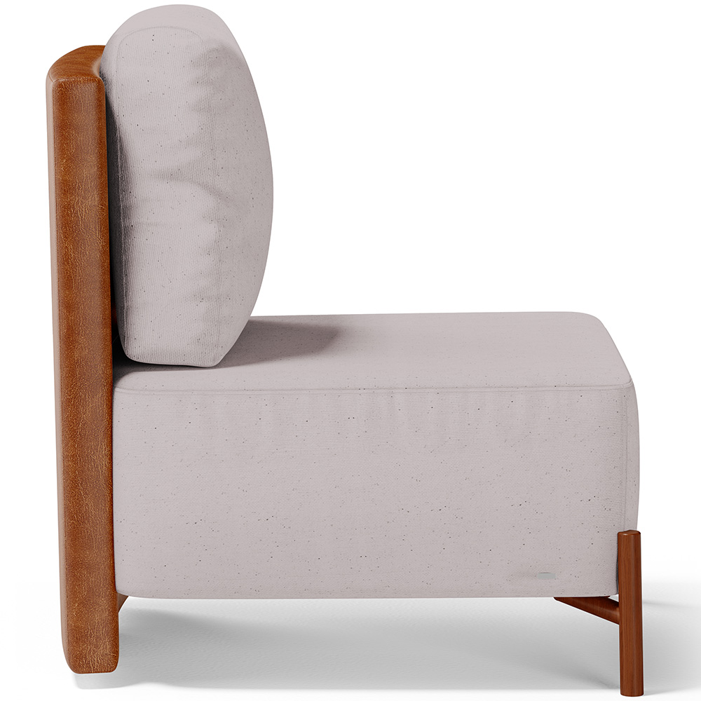 Poltrona Decorativa Sala de Estar Living Pés Madeira Hungria L02 Couríssimo Camel Linho Bege - Lyam