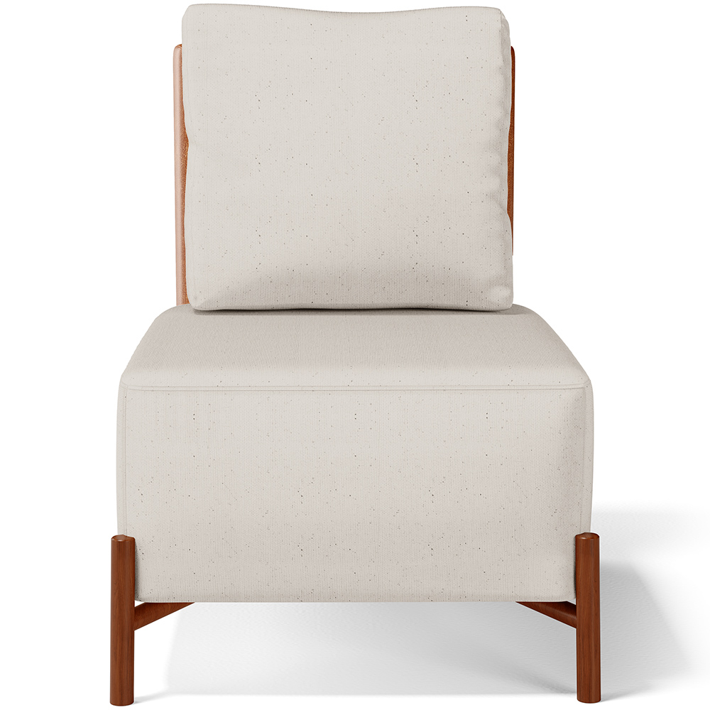 Poltrona Decorativa Sala de Estar Living Pés Madeira Hungria L02 Couríssimo Camel Linho Cru - Lyam