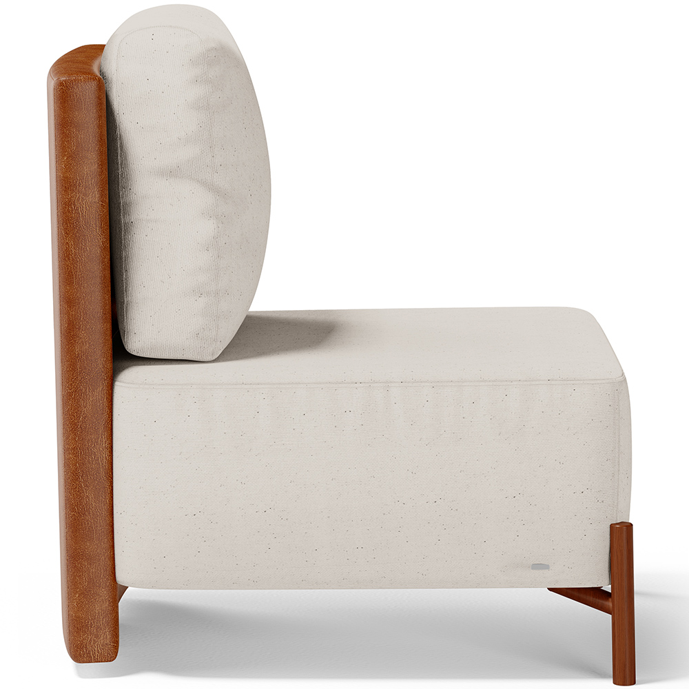 Poltrona Decorativa Sala de Estar Living Pés Madeira Hungria L02 Couríssimo Camel Linho Cru - Lyam