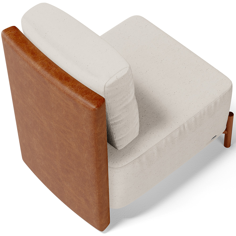 Poltrona Decorativa Sala de Estar Living Pés Madeira Hungria L02 Couríssimo Camel Linho Cru - Lyam