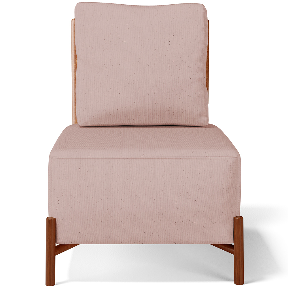 Poltrona Decorativa Sala de Estar Living Pés Madeira Hungria L02 Couríssimo Camel Linho Rosê - Lyam