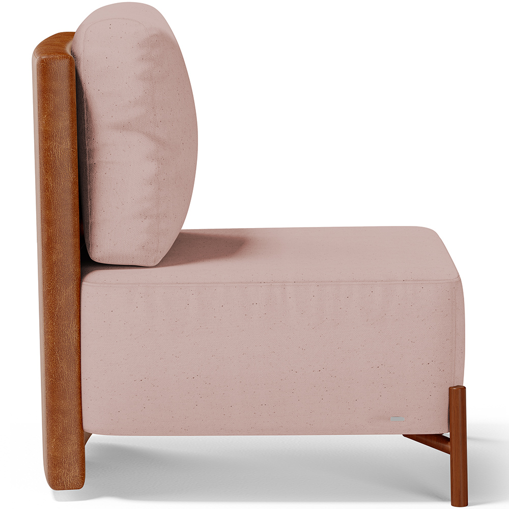 Poltrona Decorativa Sala de Estar Living Pés Madeira Hungria L02 Couríssimo Camel Linho Rosê - Lyam