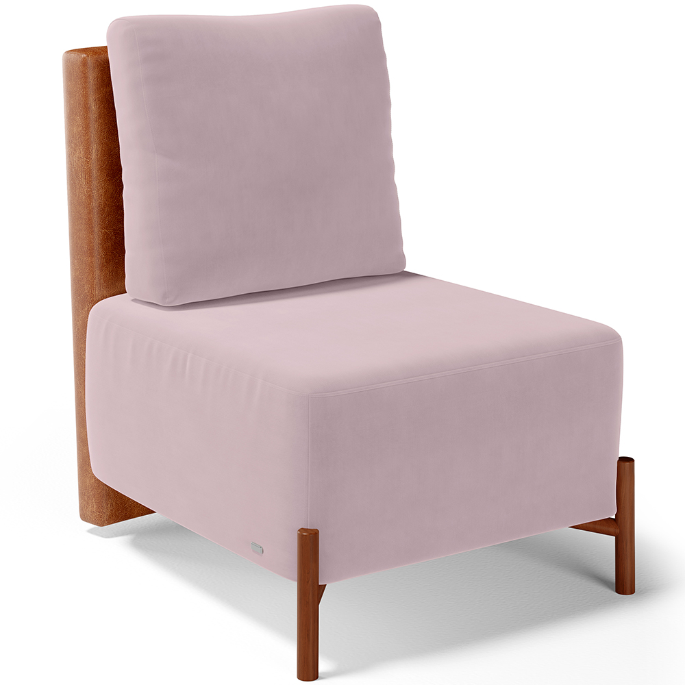 Poltrona Decorativa Sala de Estar Living Pés Madeira Hungria L02 Couríssimo Camel Suede Rosê - Lyam