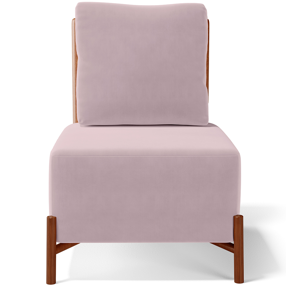 Poltrona Decorativa Sala de Estar Living Pés Madeira Hungria L02 Couríssimo Camel Suede Rosê - Lyam