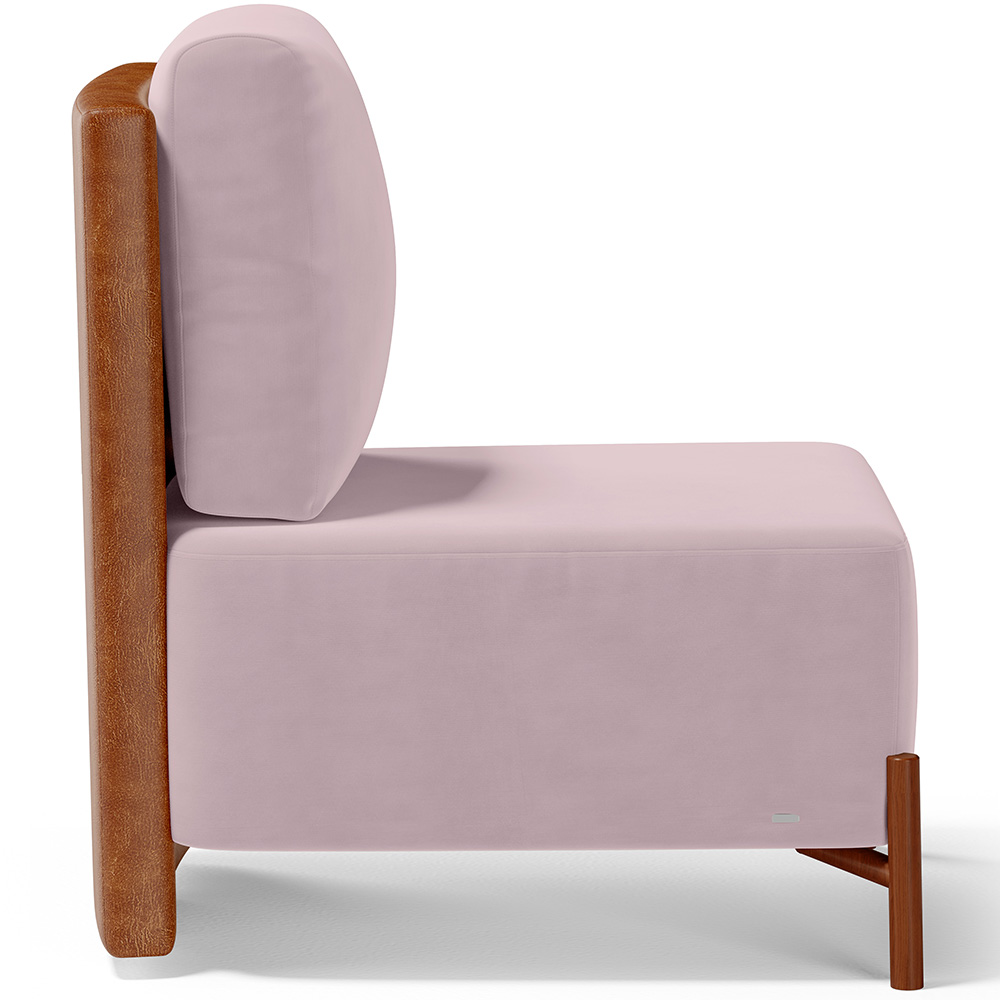 Poltrona Decorativa Sala de Estar Living Pés Madeira Hungria L02 Couríssimo Camel Suede Rosê - Lyam