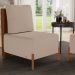 Poltrona Decorativa Sala de Estar Living Pés Madeira Hungria L02 Couríssimo Marrom Linho Bege Escuro - Lyam
