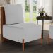 Poltrona Decorativa Sala de Estar Living Pés Madeira Hungria L02 Couríssimo Marrom Linho Cinza - Lyam