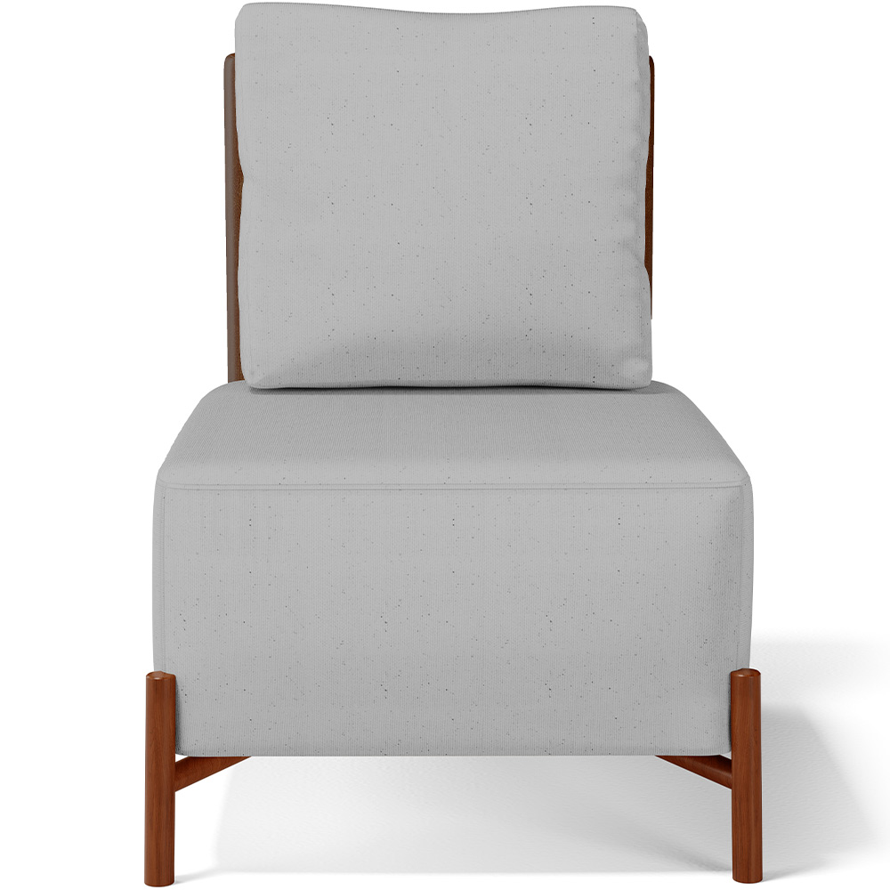 Poltrona Decorativa Sala de Estar Living Pés Madeira Hungria L02 Couríssimo Marrom Linho Cinza - Lyam