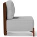 Poltrona Decorativa Sala de Estar Living Pés Madeira Hungria L02 Couríssimo Marrom Linho Cinza - Lyam